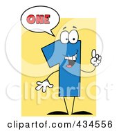 Poster, Art Print Of Number One Character With A Word Balloon Over Yellow