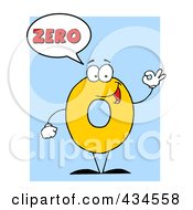 Poster, Art Print Of Number Zero Character With A Word Balloon Over Blue