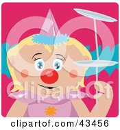 Clipart Illustration Of A Caucasian Girl Clown Doing A Balancing Act by Dennis Holmes Designs