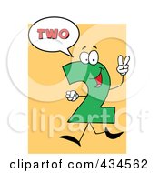 Poster, Art Print Of Number Two Character With A Word Balloon Over Orange