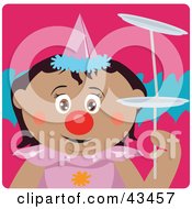 Poster, Art Print Of Hispanic Girl Clown Doing A Balancing Act