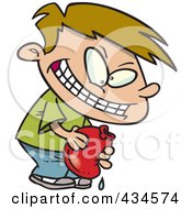 Royalty Free RF Clipart Illustration Of An Evil Boy Holding A Water Balloon