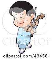 Happy Boy Playing A Violin
