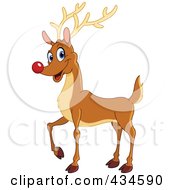 Royalty Free RF Clipart Illustration Of A Red Nosed Reindeer Smiling