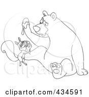 Poster, Art Print Of Outline Of A Squirrel Hugging A Bears Foot