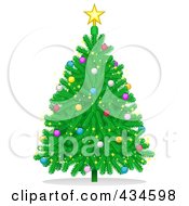 Poster, Art Print Of Plump Christmas Tree With Colorful Baubles