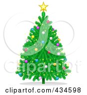 Royalty Free RF Clipart Illustration Of A Plump Christmas Tree With Colorful Baubles