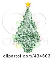 Royalty Free RF Clipart Illustration Of A Christmas Tree Of Green Swirls