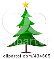 Poster, Art Print Of Christmas Tree With Red Ornaments