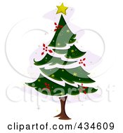 Royalty Free RF Clipart Illustration Of A Christmas Tree With Holly