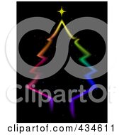 Poster, Art Print Of Christmas Tree Of Colorful Lights Over A Black Sky