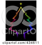 Royalty Free RF Clipart Illustration Of A Christmas Tree Of Colorful Lights Over A Black Sky