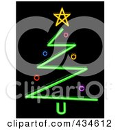 Royalty Free RF Clipart Illustration Of A Neon Light Christmas Tree