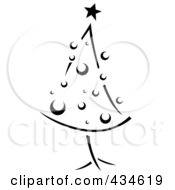 Royalty Free RF Clipart Illustration Of A Retro Black And White Christmas Tree