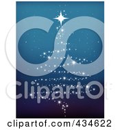 Poster, Art Print Of Sparkly Star Christmas Tree On Gradient Blue