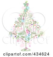 Poster, Art Print Of Wire Swirl Christmas Tree With Star Ornaments