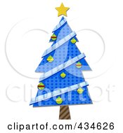 Poster, Art Print Of Blue Wrapping Paper Christmas Tree