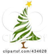 Royalty Free RF Clipart Illustration Of A Leaning Christmas Tree