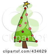 Royalty Free RF Clipart Illustration Of A Red Baubled Christmas Tree