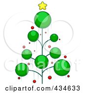 Poster, Art Print Of Wire Christmas Tree With Circle Foilage And Red Baubles