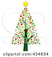 Royalty Free RF Clipart Illustration Of A Bare Christmas Tree With Colorful Baubles
