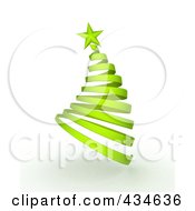 Poster, Art Print Of 3d Green Ribbon Spiral Christmas Tree