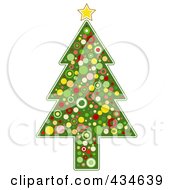 Royalty Free RF Clipart Illustration Of A Circle Patterned Christmas Tree