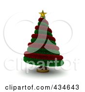 Poster, Art Print Of 3d Red And Green Garland Christmas Tree