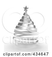 Royalty Free RF Clipart Illustration Of A 3d Silver Ribbon Spiral Christmas Tree