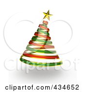 Poster, Art Print Of 3d Red And Green Ribbon Spiral Christmas Tree