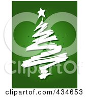 Royalty Free RF Clipart Illustration Of A White Scribble Christmas Tree On Green
