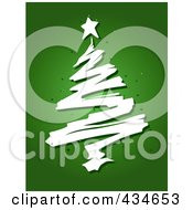 Poster, Art Print Of White Scribble Christmas Tree On Green