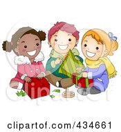 Poster, Art Print Of Diverse Christmas Kids Opening Gifts