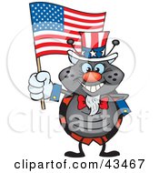 Poster, Art Print Of Patriotic Uncle Sam Beetle Waving An American Flag On Independence Day