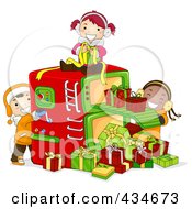 Poster, Art Print Of Christmas Kids Working In A Gift Factory