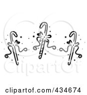 Royalty Free RF Clipart Illustration Of A Digital Collage Of Black And White Stenciled Candy Canes by BNP Design Studio
