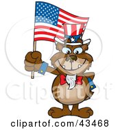 Poster, Art Print Of Patriotic Uncle Sam Bear Waving An American Flag On Independence Day