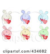 Poster, Art Print Of Digital Collage Of Colorful Rabbits Holding Love Hearts