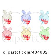 Royalty Free RF Clipart Illustration Of A Digital Collage Of Colorful Rabbits Holding Love Hearts