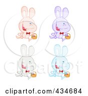 Royalty Free RF Clipart Illustration Of A Digital Collage Of A Digital Collage Of Easter Bunnies With Baskets