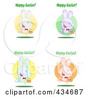 Royalty Free RF Clipart Illustration Of A Digital Collage Of Colorful Rabbits With Happy Easter Greetings