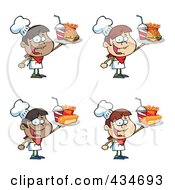 Royalty Free RF Clipart Illustration Of A Digital Collage Of Boys Serving Fast Food