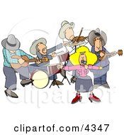 Poster, Art Print Of Country Western Band Playing Country Music