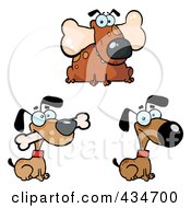 Royalty Free RF Clipart Illustration Of A Digital Collage Of Three Dogs