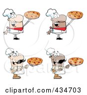 Royalty Free RF Clipart Illustration Of A Digital Collage Of Pizza Chefs by Hit Toon