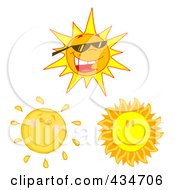Royalty Free RF Clipart Illustration Of A Digital Collage Of Three Suns