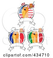 Royalty Free RF Clipart Illustration Of A Digital Collage Of Hot Dog And Flag Logo Banners
