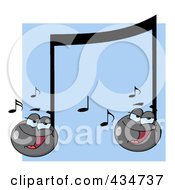 Poster, Art Print Of Royalty-Free Rf Clipart Illustration Of Singing Music Notes Over Blue
