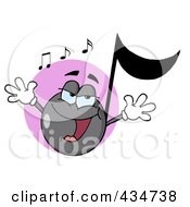 Royalty Free RF Clipart Illustration Of A Singing Music Note 4