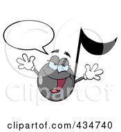 Royalty Free RF Clipart Illustration Of A Singing Music Note 3